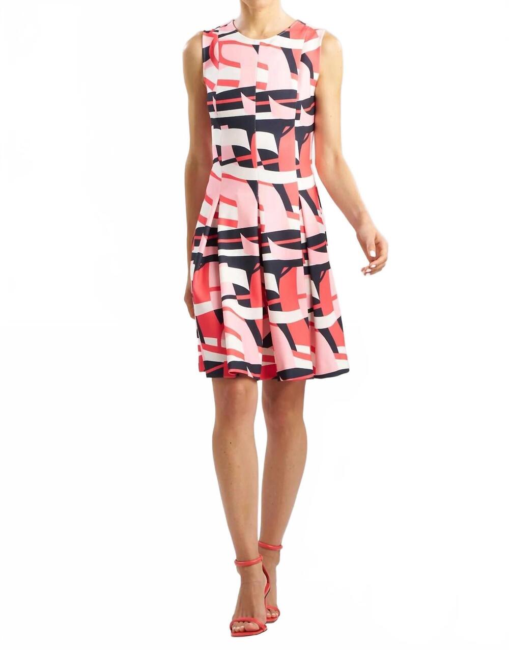 NEW NATORI lines sleeveless pleated dress in abstract